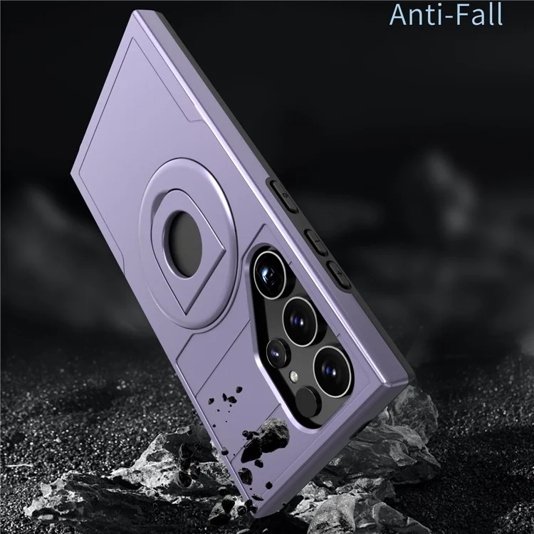 For Samsung Galaxy S25 Ultra Magnetic Case Slide Camshield TPU + PC Kickstand Phone Cover - Purple