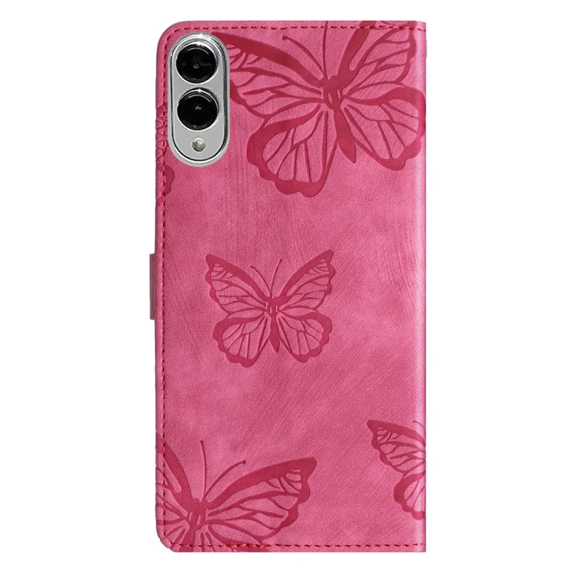 For Samsung Galaxy S25 Edge Case Butterfly Design Flip Wallet Leather Phone Cover Skin-Touch - Rose