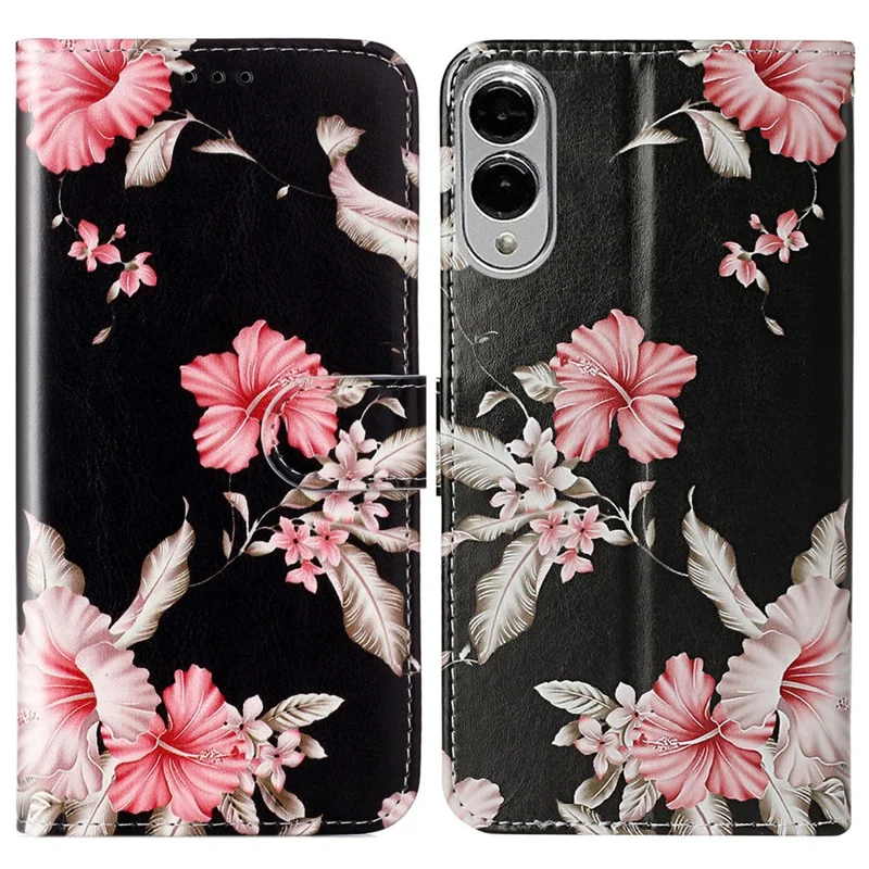 For Samsung Galaxy S25 Edge Case Pattern PU Leather Flip Phone Cover - Rhododendron