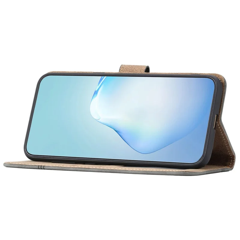 For Samsung Galaxy S25 Edge Case Flip Leather Retro Phone Cover Lines Imprinted - Brown