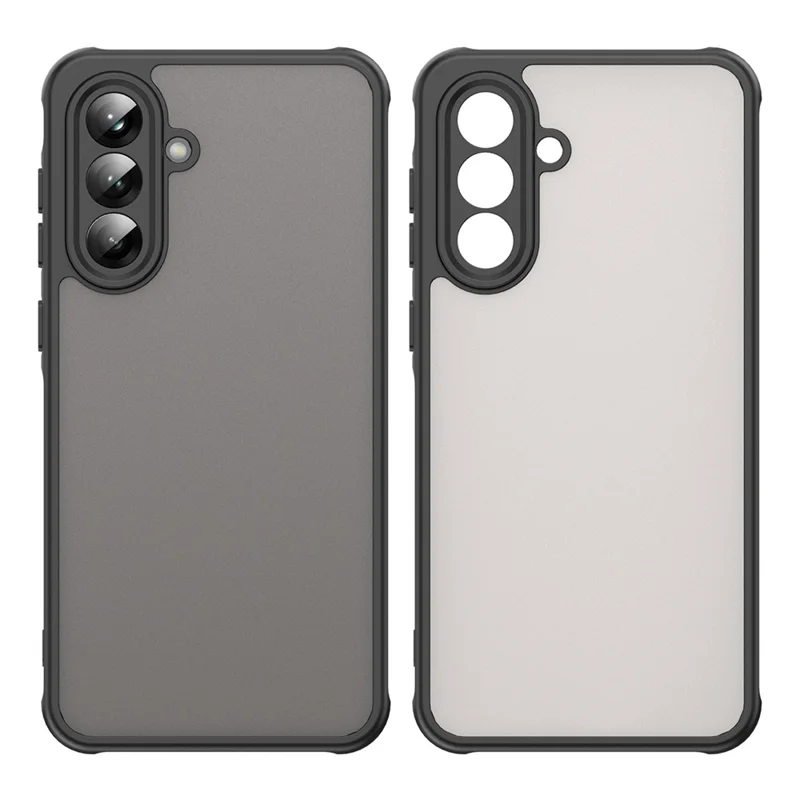 For Samsung Galaxy A36 5G Phone Case Drop Proof Airbags Frosted Translucent PC + TPU Back Cover - Black