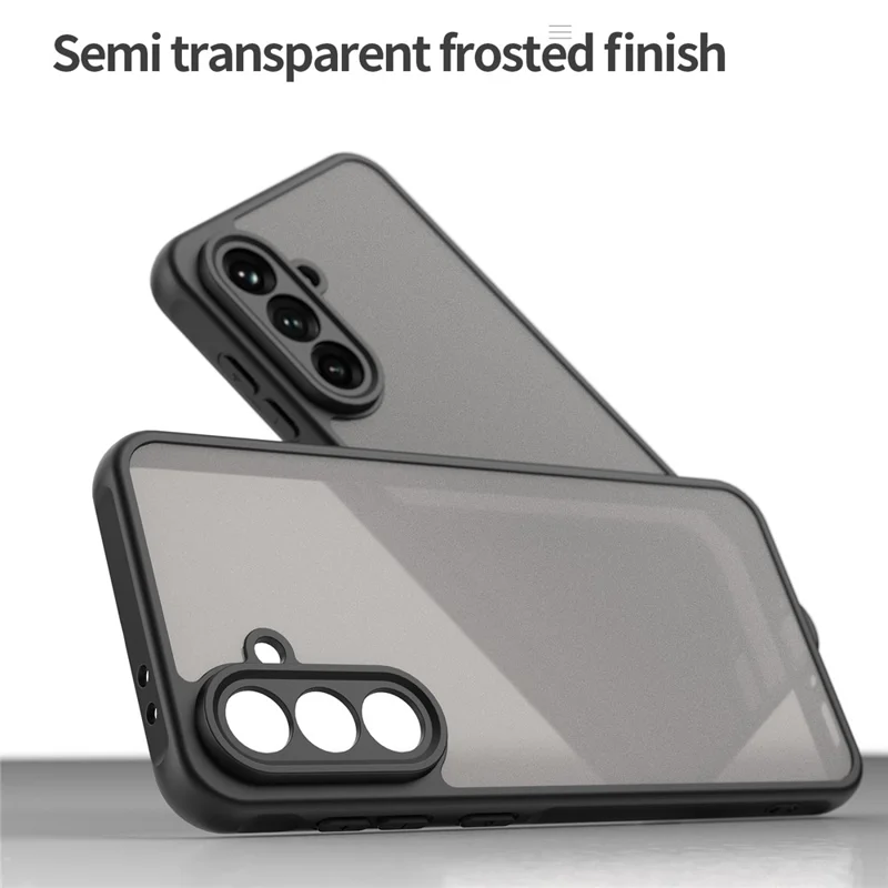 For Samsung Galaxy A36 5G Phone Case Drop Proof Airbags Frosted Translucent PC + TPU Back Cover - Black