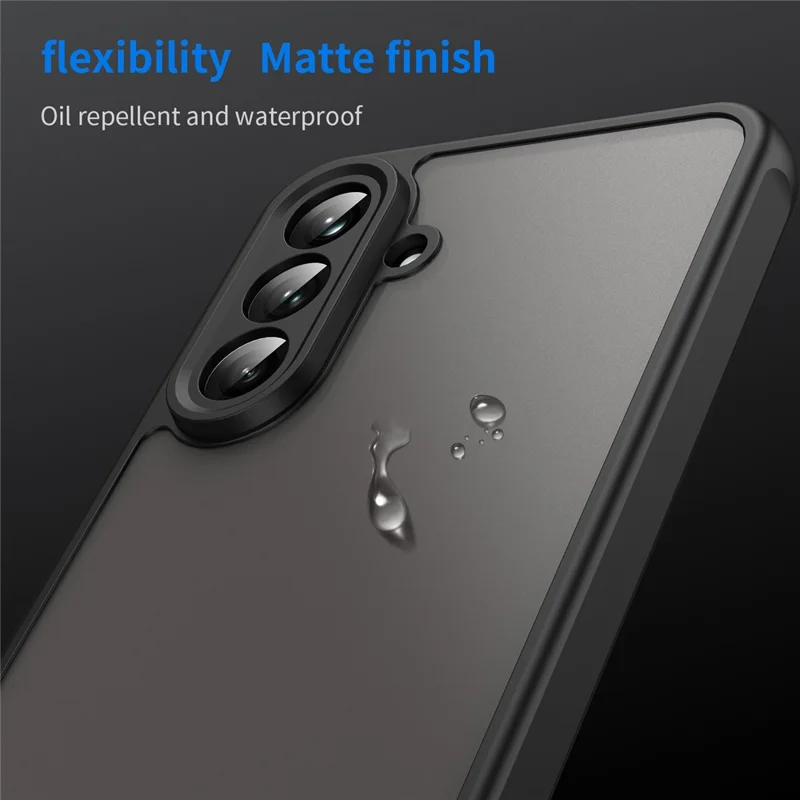 For Samsung Galaxy A36 5G Phone Case Drop Proof Airbags Frosted Translucent PC + TPU Back Cover - Black
