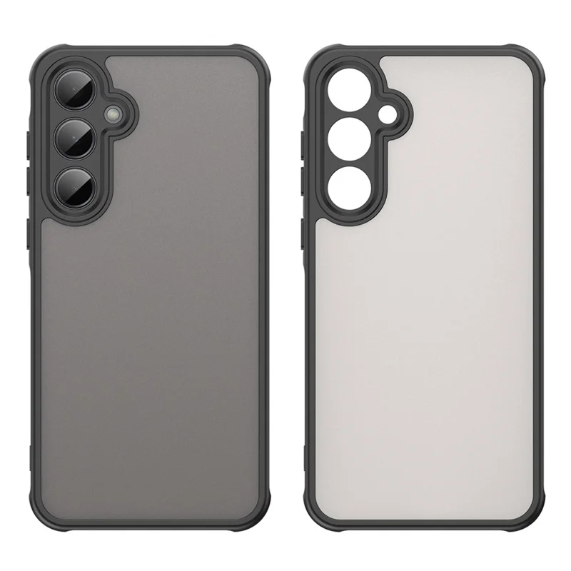 For Samsung Galaxy A35 5G Phone Case Drop Proof Airbags Frosted Translucent PC + TPU Back Cover - Black