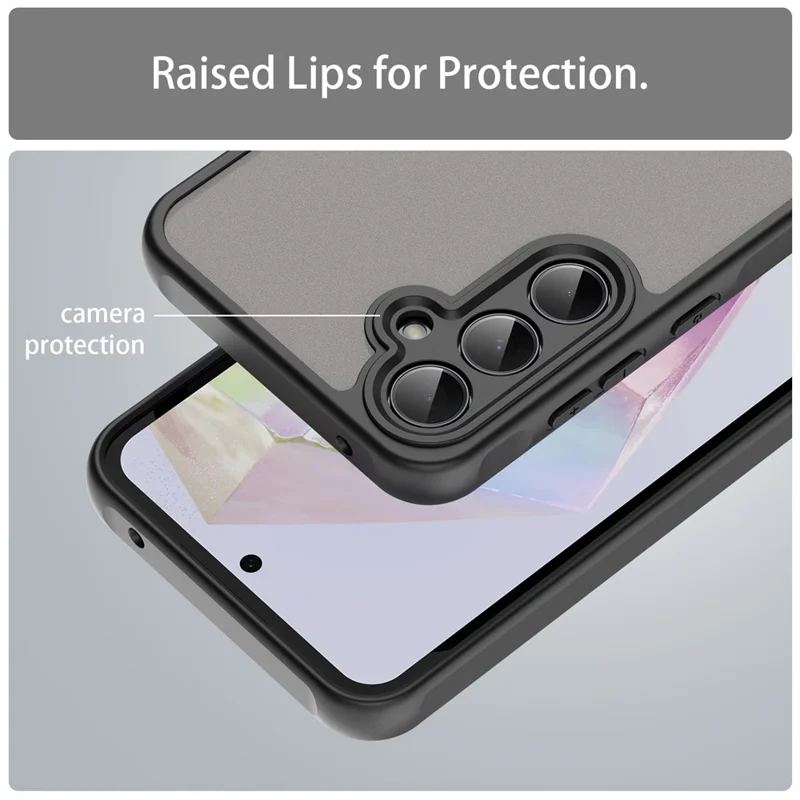 For Samsung Galaxy A35 5G Phone Case Drop Proof Airbags Frosted Translucent PC + TPU Back Cover - Black