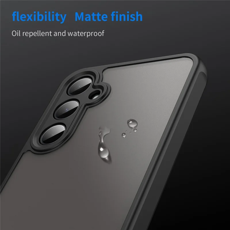 For Samsung Galaxy A35 5G Phone Case Drop Proof Airbags Frosted Translucent PC + TPU Back Cover - Black