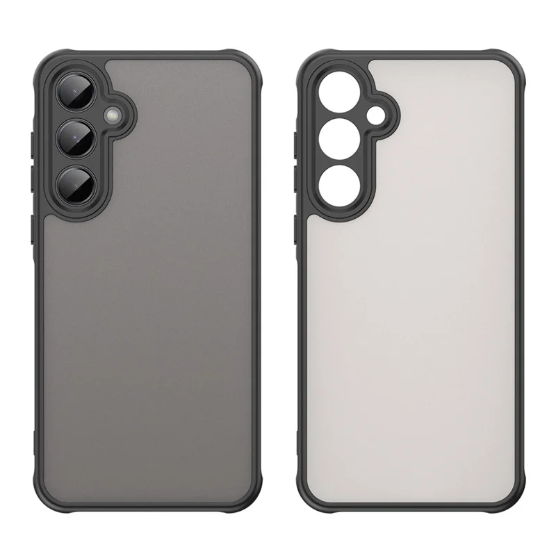 For Samsung Galaxy A55 5G Phone Case Drop Proof Airbags Frosted Translucent PC + TPU Back Cover - Black