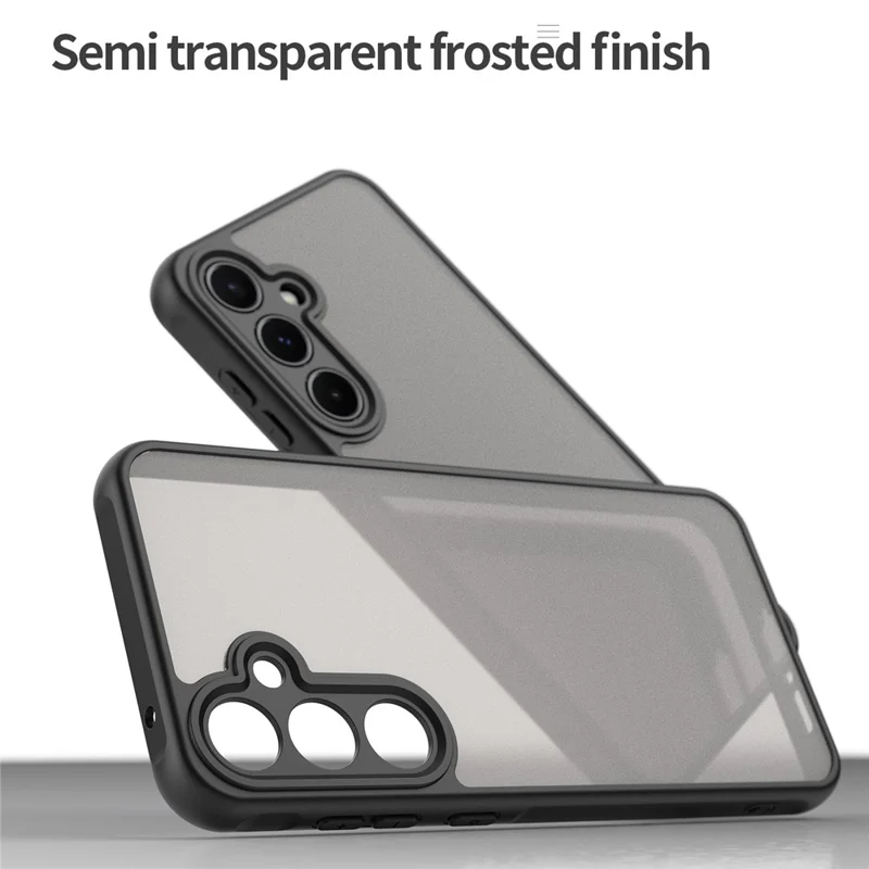 For Samsung Galaxy A55 5G Phone Case Drop Proof Airbags Frosted Translucent PC + TPU Back Cover - Black