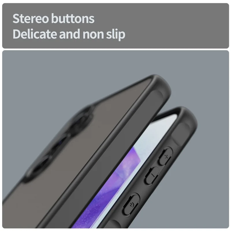 For Samsung Galaxy A55 5G Phone Case Drop Proof Airbags Frosted Translucent PC + TPU Back Cover - Black