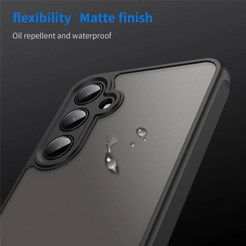 For Samsung Galaxy A55 5G Phone Case Drop Proof Airbags Frosted Translucent PC + TPU Back Cover - Black