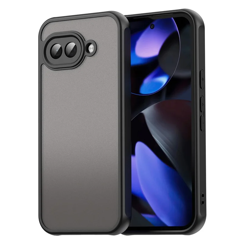 For Google Pixel 9a Phone Case Drop Proof Airbags Frosted Translucent PC + TPU Back Cover - Black
