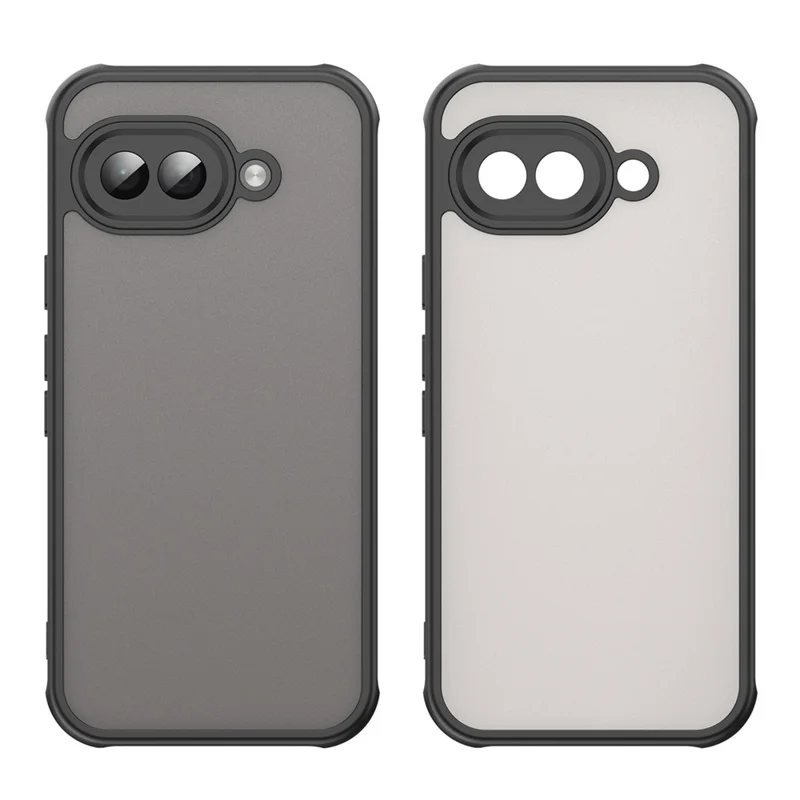 For Google Pixel 9a Phone Case Drop Proof Airbags Frosted Translucent PC + TPU Back Cover - Black