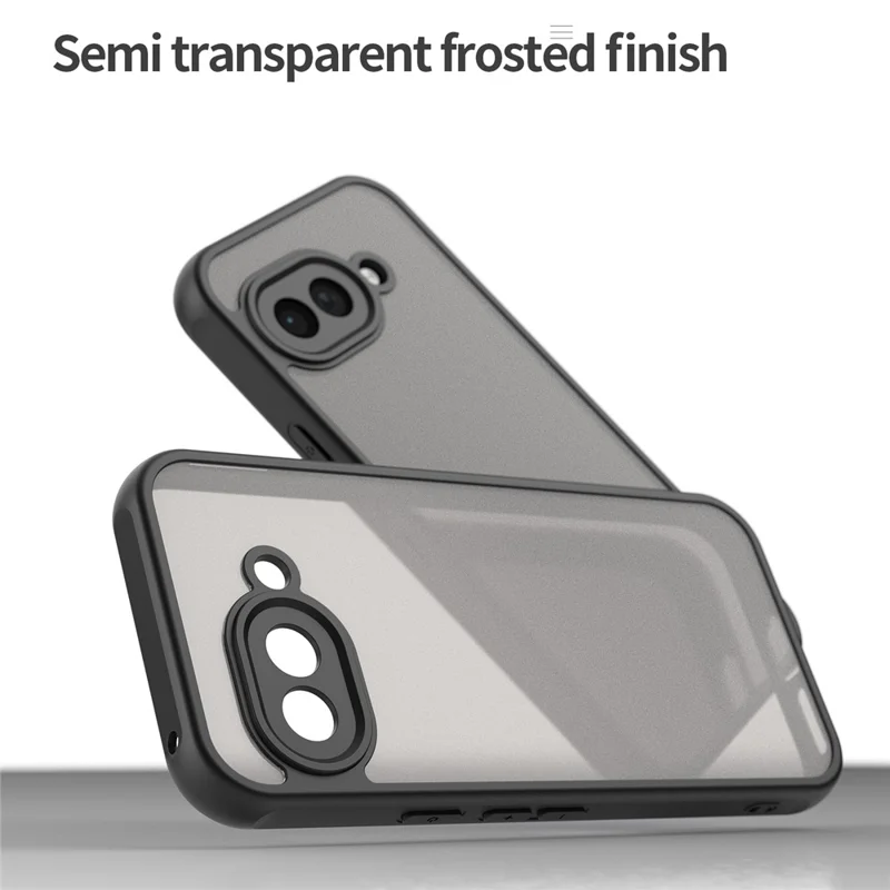 For Google Pixel 9a Phone Case Drop Proof Airbags Frosted Translucent PC + TPU Back Cover - Black