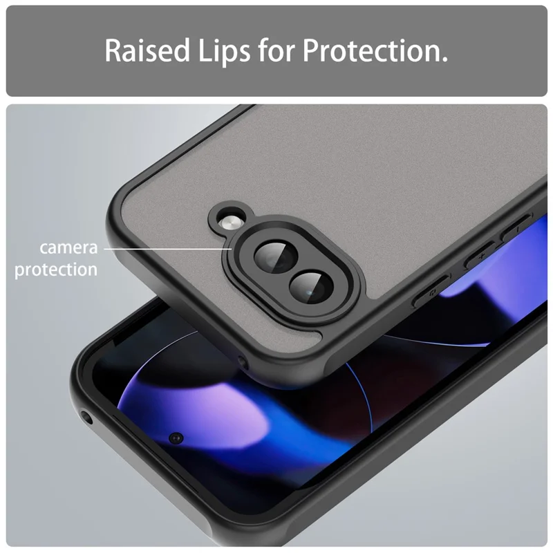 For Google Pixel 9a Phone Case Drop Proof Airbags Frosted Translucent PC + TPU Back Cover - Black
