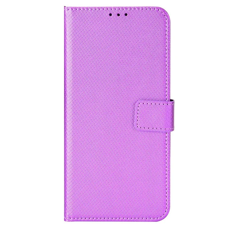 Para Vivo V25 Pro 5G / S15 Pro 5G Textura de Diamante Proteção Full PU Caelo Capel Capa de Capa de Cartela Tape Taplo de Choque de Choque - Roxo
