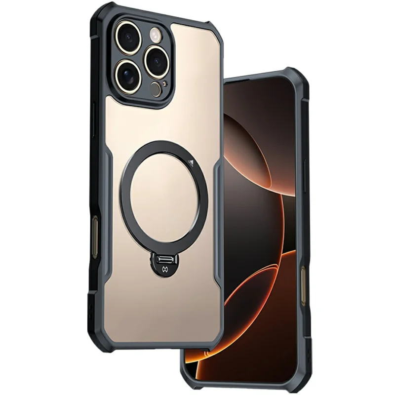 XUNDD For iPhone 16 Pro Case 360 Degree Magnetic Rotating Kickstand Shockproof Phone Cover