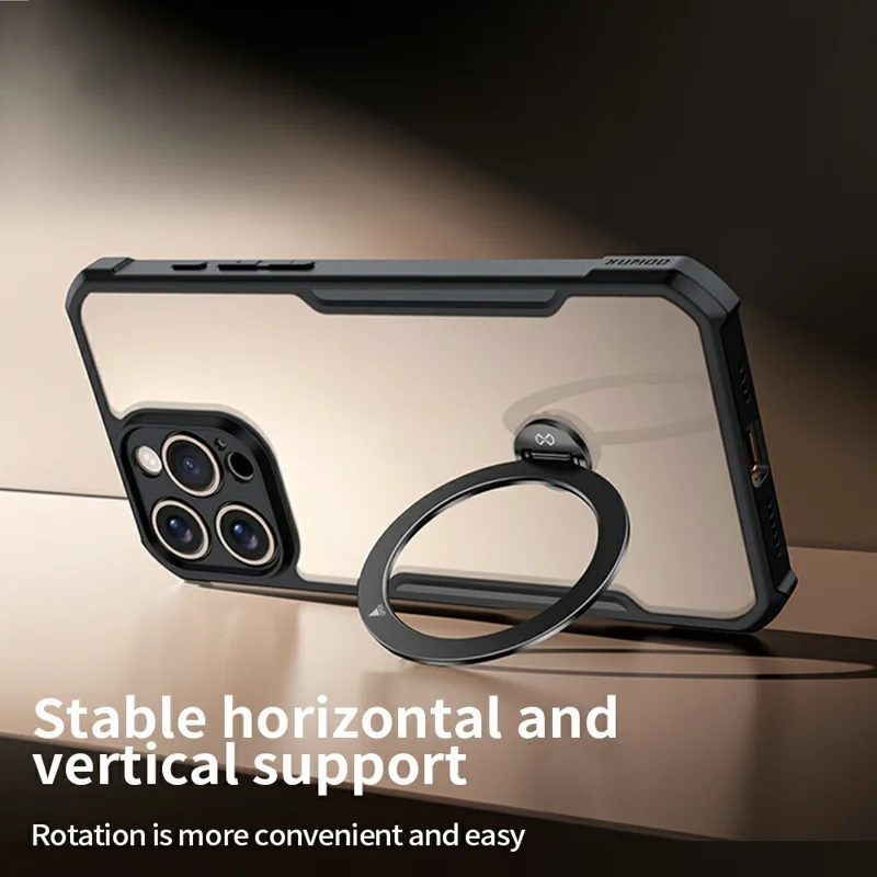 XUNDD For iPhone 16 Pro Case 360 Degree Magnetic Rotating Kickstand Shockproof Phone Cover