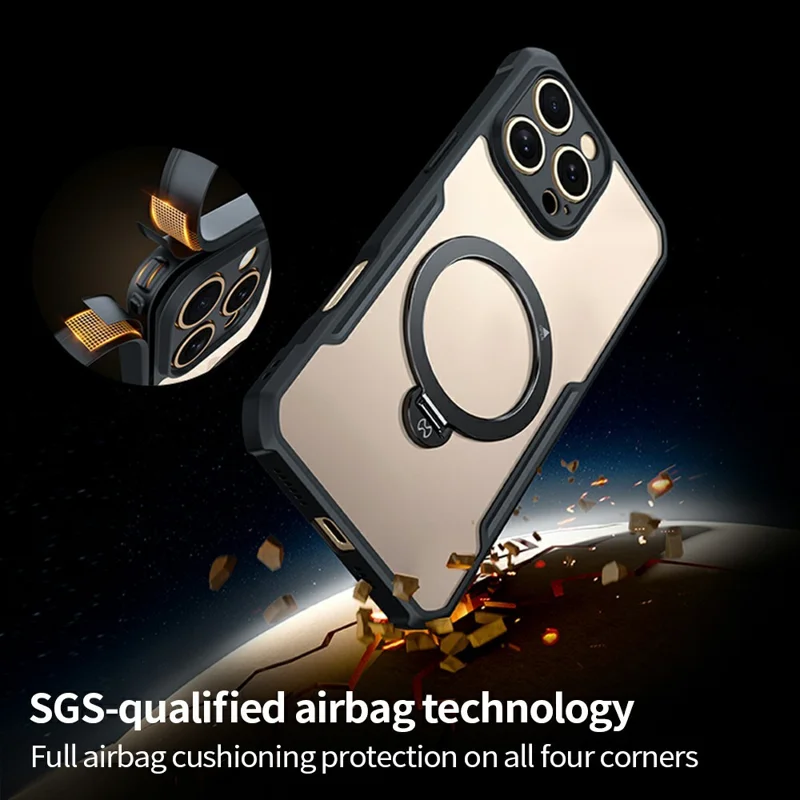 XUNDD For iPhone 16 Pro Case 360 Degree Magnetic Rotating Kickstand Shockproof Phone Cover