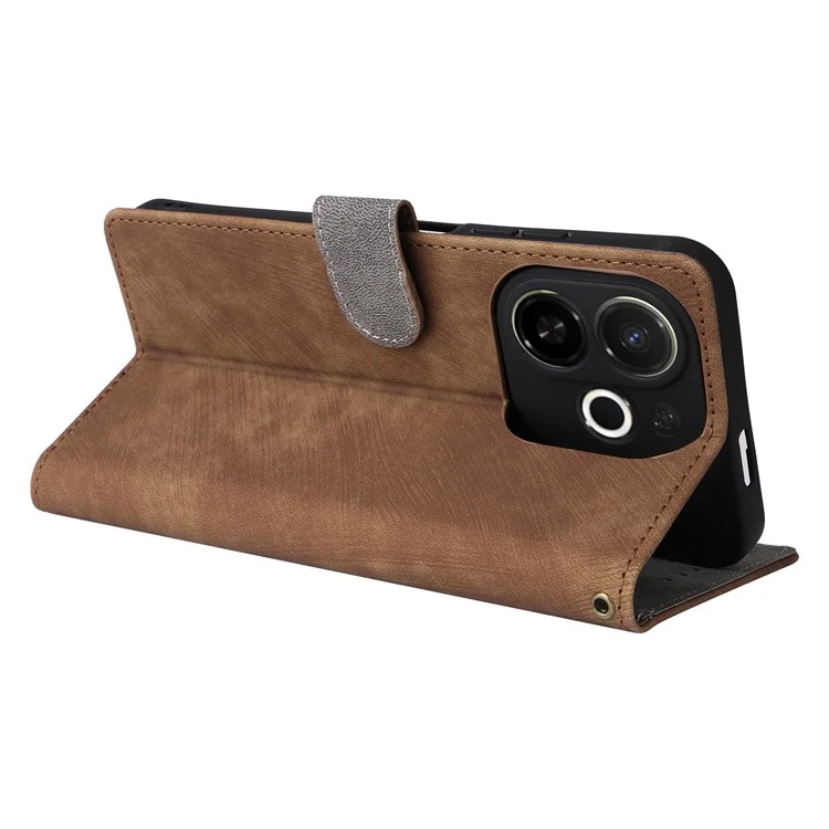 For TECNO Spark 30C 5G KL8H / Pop 9 5G KL4 Case Wallet RFID Blocking PU Leather Cover Viewing Stand - Brown