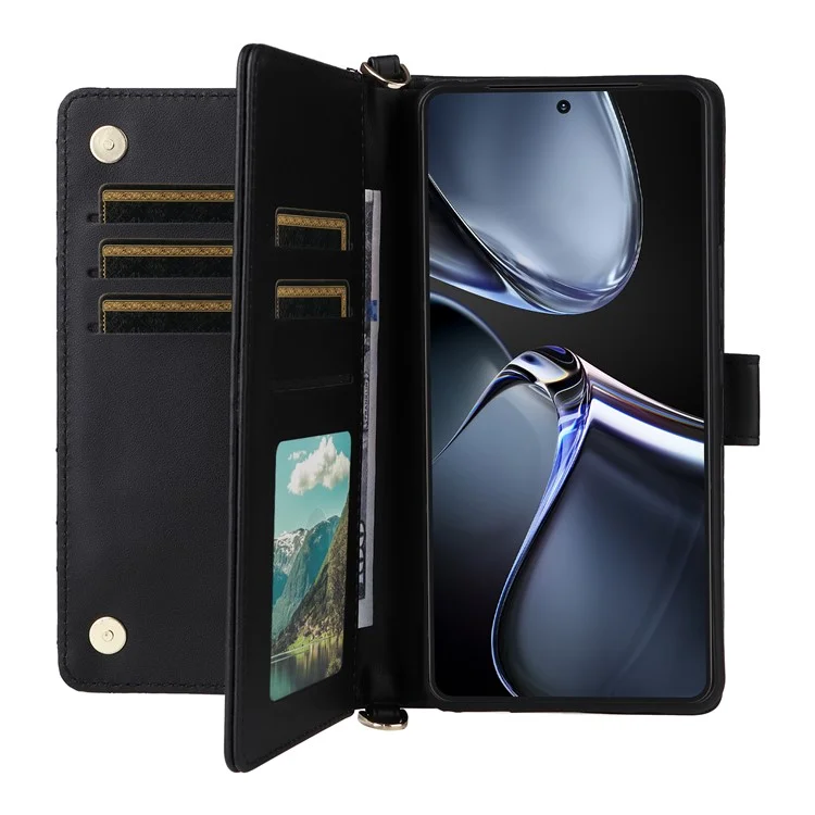 Pour Asus Zenfone 12 Ultra 5G Étui avec Bandoulière Portefeuille Housse en Cuir pour Téléphone - Noir