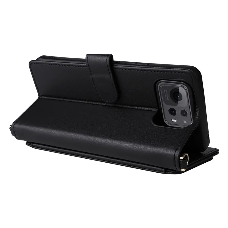 Pour Asus Zenfone 12 Ultra 5G Étui avec Bandoulière Portefeuille Housse en Cuir pour Téléphone - Noir