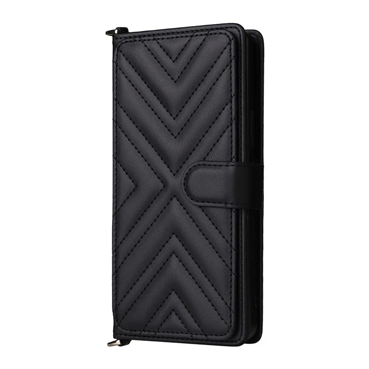 Pour Asus Zenfone 12 Ultra 5G Étui avec Bandoulière Portefeuille Housse en Cuir pour Téléphone - Noir