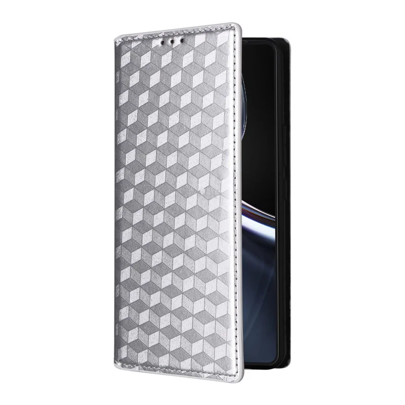 For Asus Zenfone 12 Ultra 5G Case Wallet Rhombus Imprinted Leather Phone Cover - Silver