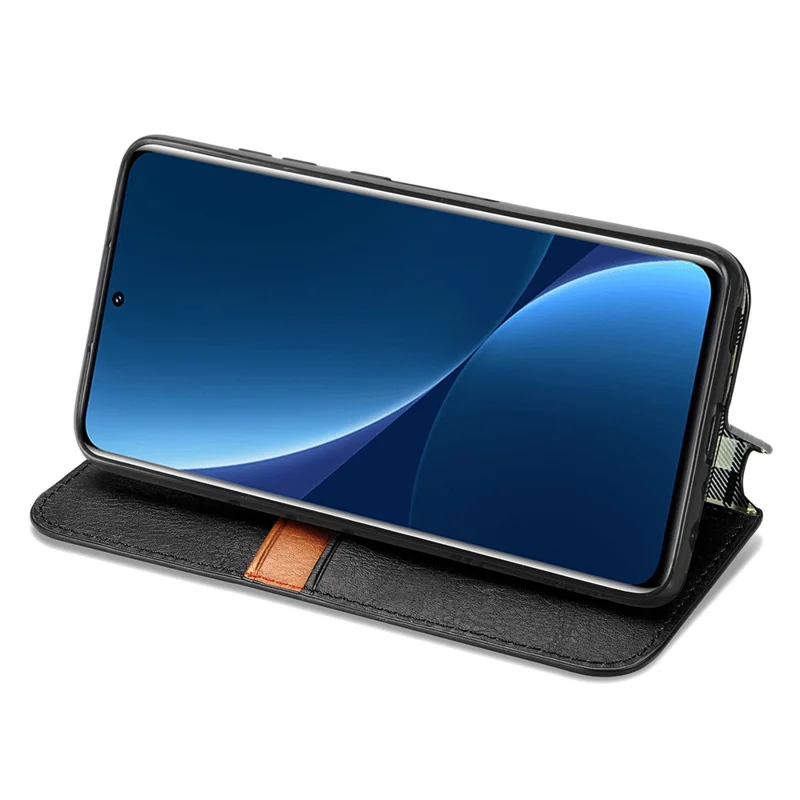 Für Xiaomi 12T 5G / Redmi K50 Ultra 5G / 12T Pro 5G Magnetisches Auto-absorbierendes Handyhülle Rautenmuster geprägt Leder Stand Geldbörse Klapphülle - Schwarz