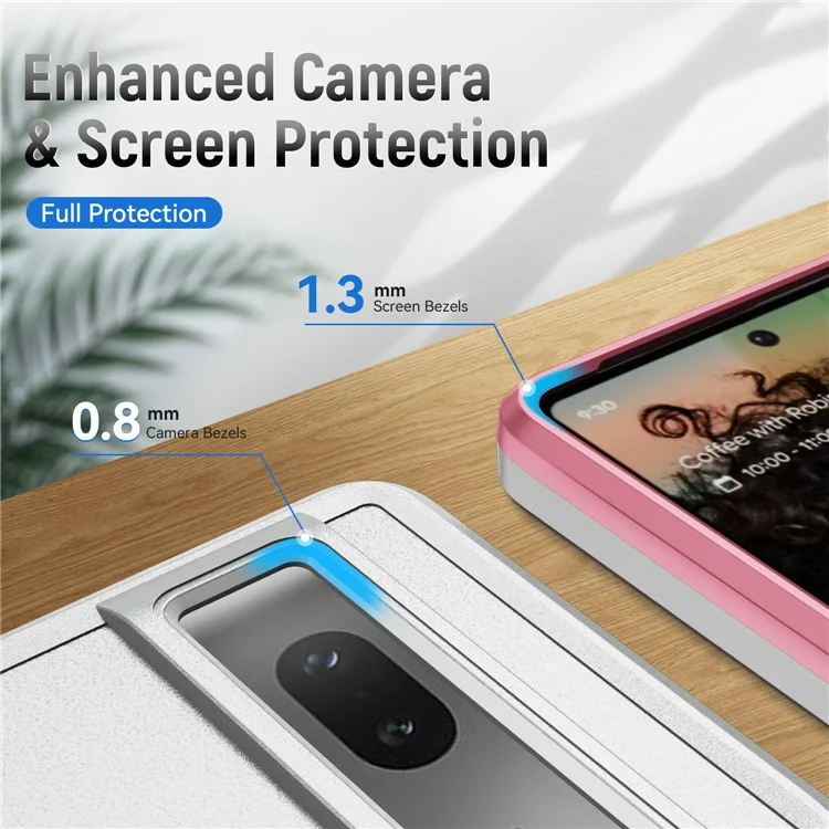 Funda para Google Pixel 7 5G con Anillo de Soporte Grado Militar de PC+TPU - Blanco+Rosa
