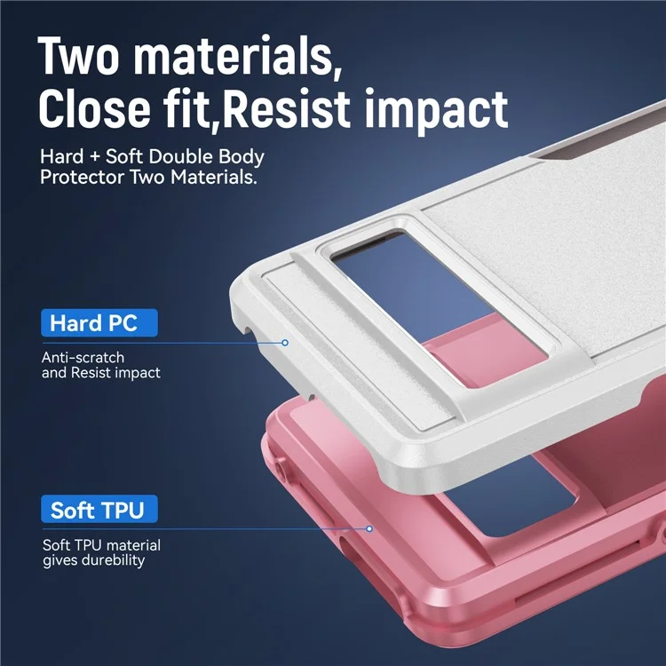 Funda para Google Pixel 7 5G con Anillo de Soporte Grado Militar de PC+TPU - Blanco+Rosa