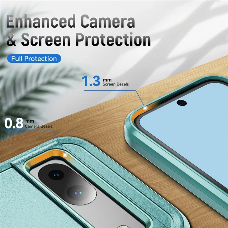 For Google Pixel 8a Case Military Grade Ring Kickstand PC + TPU Phone Cover - Green