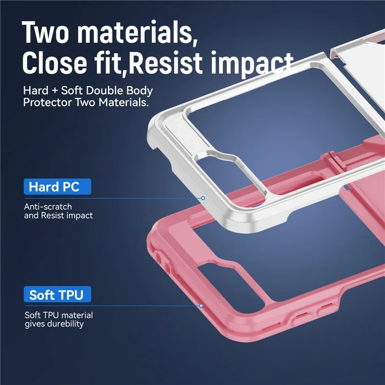 Cover per Samsung Galaxy Z Flip6 5G Custodia Militare con Anello e Supporto in PC + TPU - Bianco + Rosa