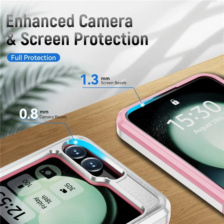 Cover per Samsung Galaxy Z Flip6 5G Custodia Militare con Anello e Supporto in PC + TPU - Bianco + Rosa