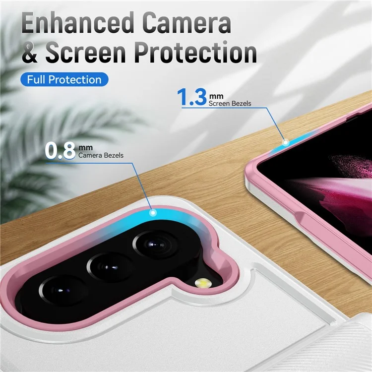 Cover per Samsung Galaxy Z Fold5 5G Custodia Militare con Anello e Supporto in PC + TPU - Bianco + Rosa