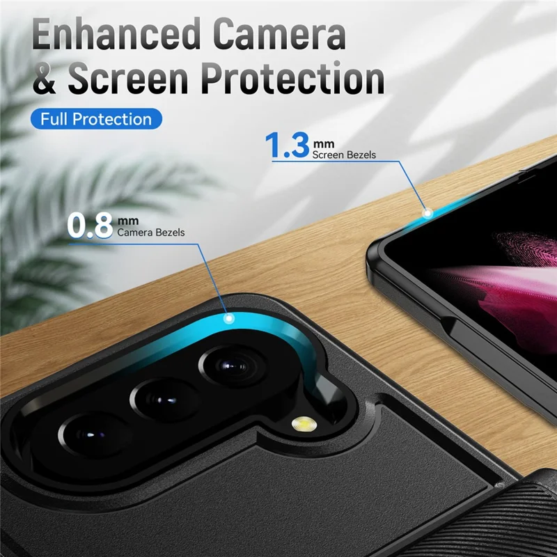 For Samsung Galaxy Z Fold5 5G Case Military Grade Ring Kickstand PC + TPU Phone Cover - Black