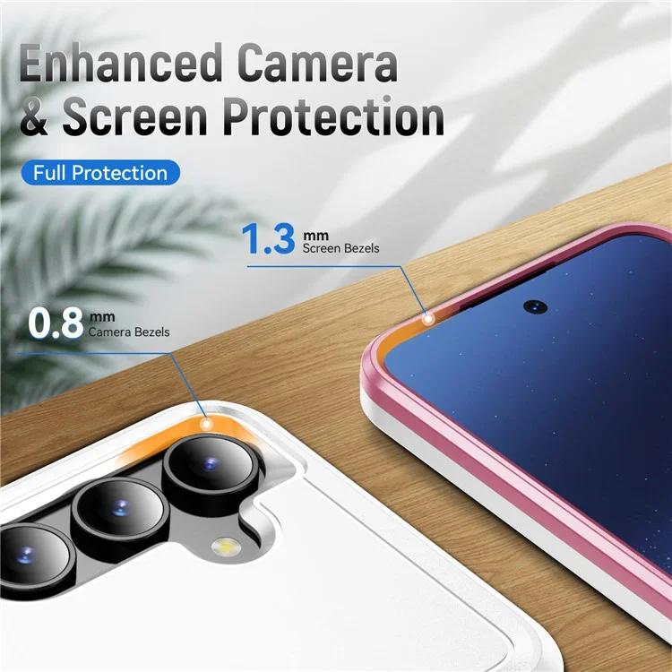 Für Samsung Galaxy S25 / S24 Hülle Militärstandard Ring Ständer PC + TPU Handyhülle - Weiß + Pink