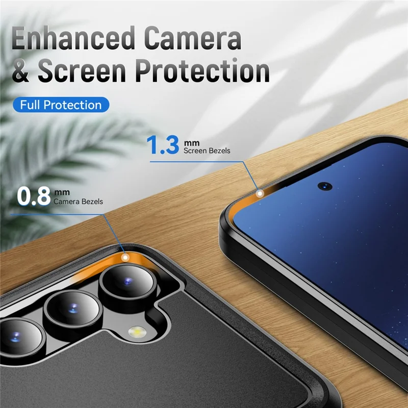 For Samsung Galaxy S25+ / S24+ Case Military Grade Ring Kickstand PC + TPU Phone Cover - Black