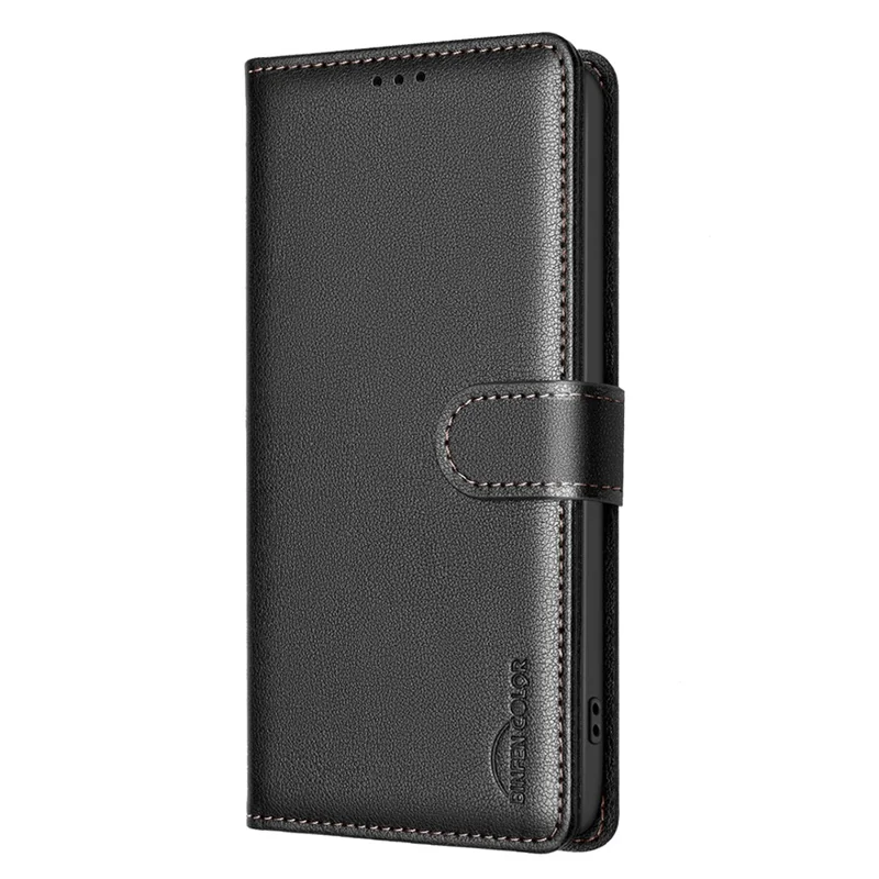 BINFEN COLOR BF32 For Realme 14 Pro 5G Leather Case Wallet RFID Blocking Phone Cover - Black