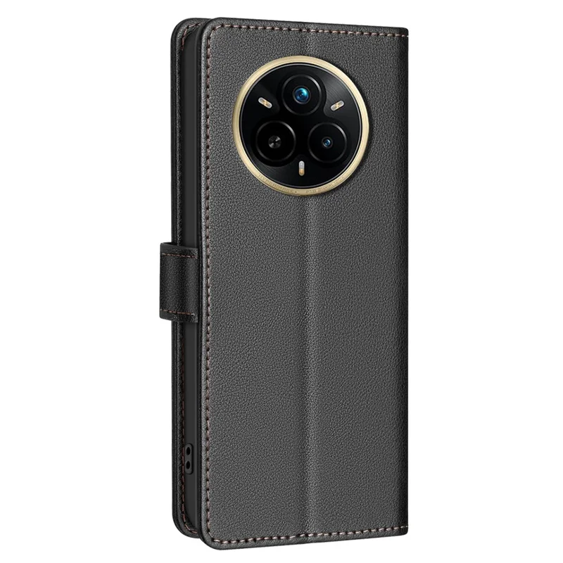 BINFEN COLOR BF32 For Realme 14 Pro 5G Leather Case Wallet RFID Blocking Phone Cover - Black