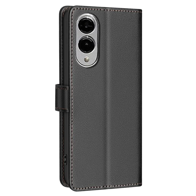 BINFEN COLOR BF32 For Samsung Galaxy S25 Edge Leather Case Wallet RFID Blocking Phone Cover - Black