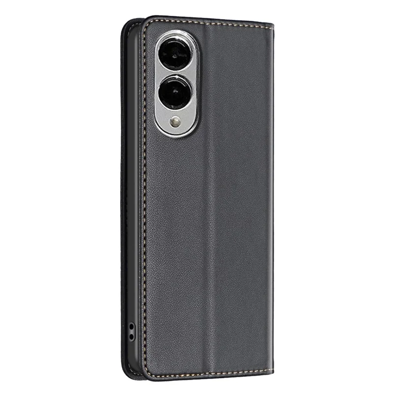 BINFEN COLOR BF18 For Samsung Galaxy S25 Edge Leather Case Card Slots Phone Cover - Black - 10