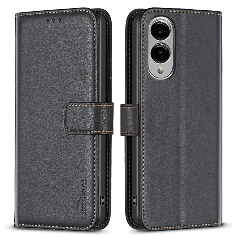 BINFEN COLOR BF17 For Samsung Galaxy S25 Edge Case Wallet Folio Flip Leather Cover - Black