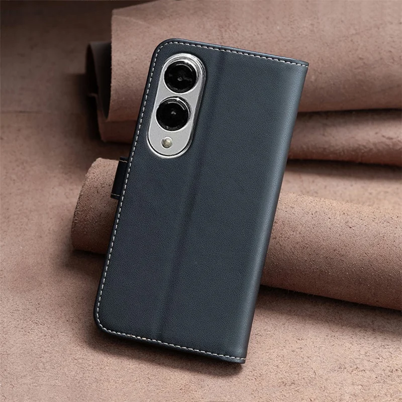 BINFEN COLOR BF17 For Samsung Galaxy S25 Edge Case Wallet Folio Flip Leather Cover - Black