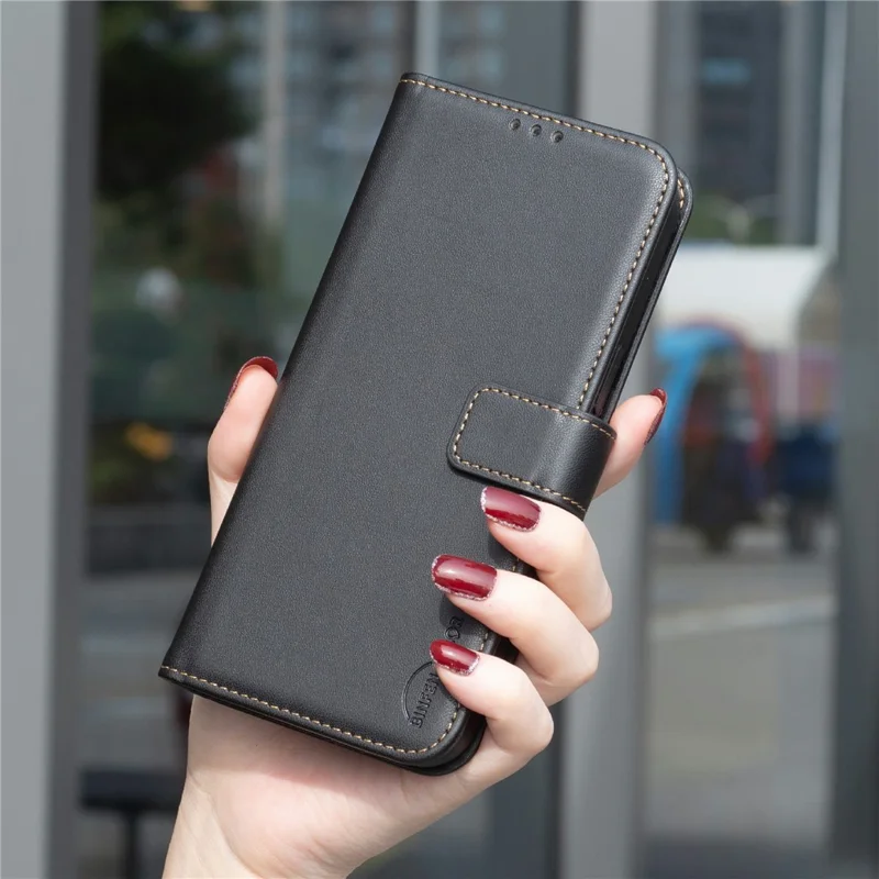 BINFEN COLOR BF17 For Samsung Galaxy S25 Edge Case Wallet Folio Flip Leather Cover - Black