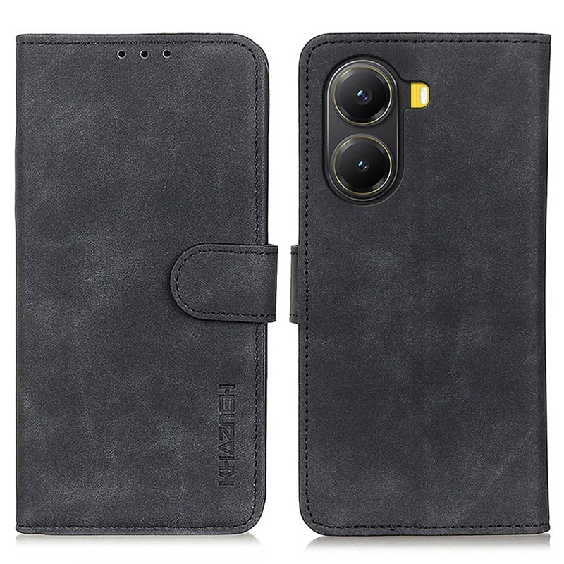 KHAZNEH For Xiaomi Redmi Turbo 4 5G / Poco X7 Pro 5G Case PU Leather Retro Texture Phone Cover - Black