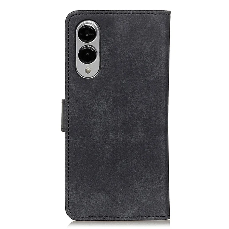 KHAZNEH For Samsung Galaxy S25 Edge Case PU Leather Retro Texture Phone Cover - Black