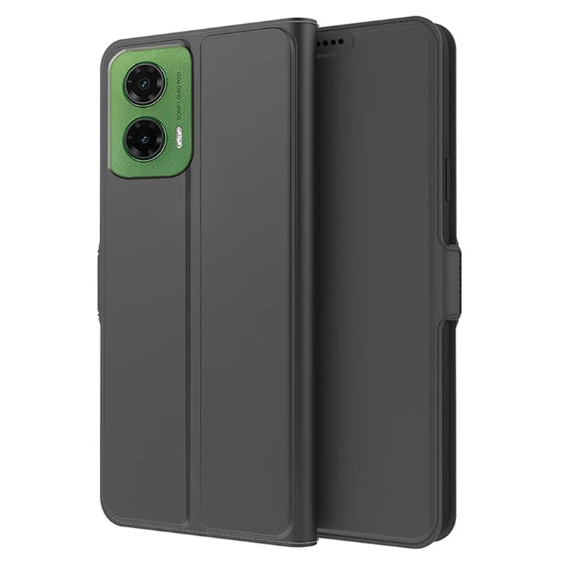 For Motorola Moto G35 5G Case Shockproof TPU Inner Shell Leather Phone Cover Card Slot - Black