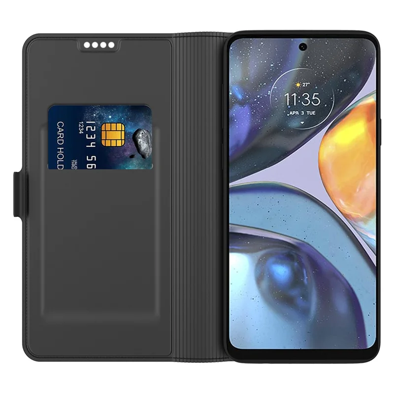 For Motorola Moto G35 5G Case Shockproof TPU Inner Shell Leather Phone Cover Card Slot - Black