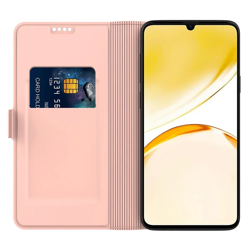 For Realme 14 Pro+ 5G Case Shockproof TPU Inner Shell Leather Phone Cover Card Slot - Rose Gold