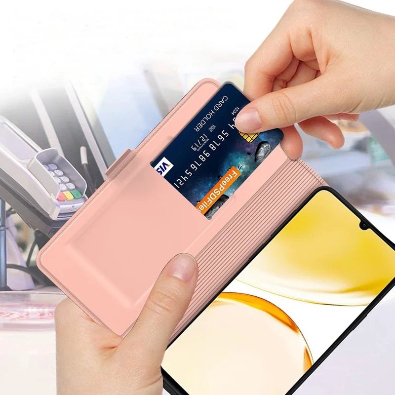 For Realme 14 Pro+ 5G Case Shockproof TPU Inner Shell Leather Phone Cover Card Slot - Rose Gold